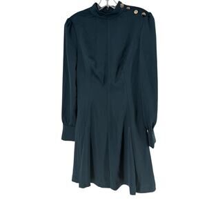 Marciano for Guess Dress XS Long Sleeve Mini Pleated Peacock Teal Green Party